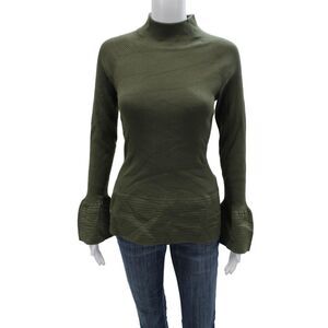 Bitte Kai Rand Women Pullover Sweater Green Mock Neck Long Sleeve Size L